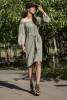 Boho Spanish-style dress with a belt F545 color Olive