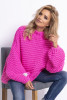 Loose-fitting CHUNKY KNIT sweater with stripes F790 color SweetPink