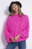 Sweter oversize z wzorem aranów F840 Kolor SweetPink