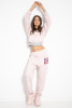 Women's tracksuit with a short hooded sweatshirt F1151 color Pinkpowder