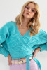 Short tied sweater with a neckline F1179