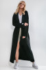 Long merino wool cardigan with a belt F1213 color Black