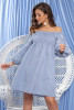 Short gingham off-the-shoulder dress F1231