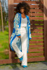 Long cardigan in colorful jacquard pattern F1239 color PARADEBLUE