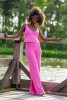 Knitted set simple pants with slits and spaghetti strap top F1242 color SweetPink