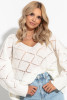 Loose lacy sweater with a V-neck F1263