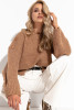 Comfortable loose sweater with buttons F1265 color Carmel