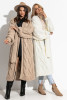 Long cardigan with belt Chunky Knit F1280 color Ecru