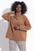 Woolen Loose-Fit Premium Turtleneck Sweater F1345 color Darkcarmel