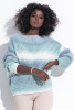 Wool multicolored sweater with a neckline F1360