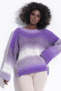 Loose multicolored wool sweater with wider sleeves F1356 color Purple