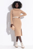 Wool dress with a fitted cut F1366 color Carmel