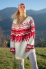 Woolen dress and headband with a Norwegian pattern F1375 color RED