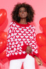 Loose sweater with a pattern of hearts F1381 color RED