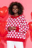 Loose sweater with a pattern of hearts F1381