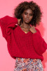 Luźny Sweter z dekoltem w serek chunky knit F1379