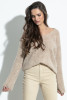 Alpaca wool sweater with a neckline F1395 color Beige