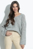 Alpaca wool sweater with a neckline F1395 color Grey