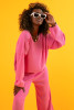 Knitted ribbed blouse with a loose cut F1414 color SweetPink