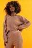 Knitted ribbed blouse with a loose cut F1414 color Carmel