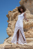 Long openwork dress F1456 color White