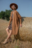 Woolen classic cardigan with pockets F1059 color Darkcarmel