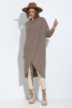 Long sweater with a slit F1515 color Mocca