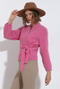 Short knotted wool sweater F1504 color Pink