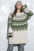 Woolen dress and headband with a Norwegian pattern F1375 color Beige