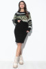 Sweater with jacquard pattern and skirt - set F1547 color Black