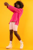 Women's cotton blouse with long sleeves and slits  F1432 color Pink