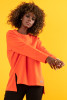 Women's cotton blouse with long sleeves and slits  F1432 color Orange