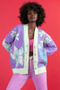 Button-up cotton floral cardigan F1641 color Purple