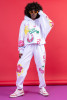 Colorful oversized hooded sweatshirt and loose pants with pockets - tracksuit set F1644 color White