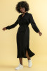 Long shirt dress with a belt F1657 color Black