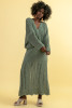 Three-piece openwork set, long skirt, oversize sweater and top F1672 color Olive