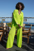 Cotton openwork set with buttoned shirt and long pants F1682 color LIME