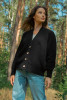 Classic, simple woolen cardigan buttoned with buttons F1710 color Black