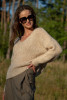 Classic sweater made from undyed alpaca wool and Maco cotton F1740 color Beige