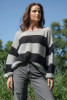 Alpaca wool striped sweater F1735 color Grey