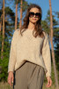 CLASSIC SWEATER MADE FROM UNDYED ALPACA WOOL AND MACO COTTON F1743 color Beige