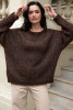 CLASSIC SWEATER MADE FROM UNDYED ALPACA WOOL AND MACO COTTON F1743 color Espresso