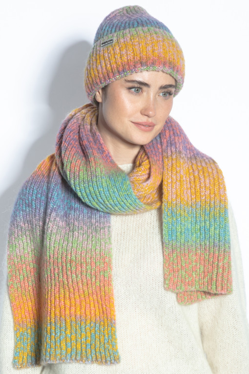 COLORFUL ALPACA WOOL HAT AND SCARF SET F1760