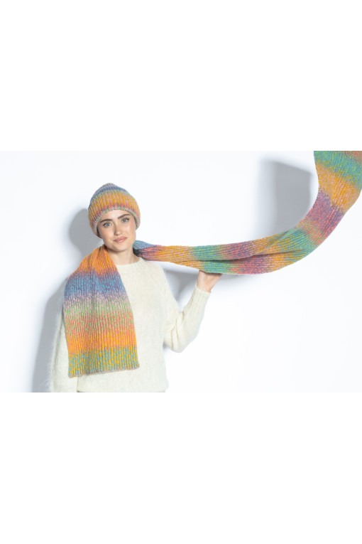 COLORFUL ALPACA WOOL HAT AND SCARF SET F1760