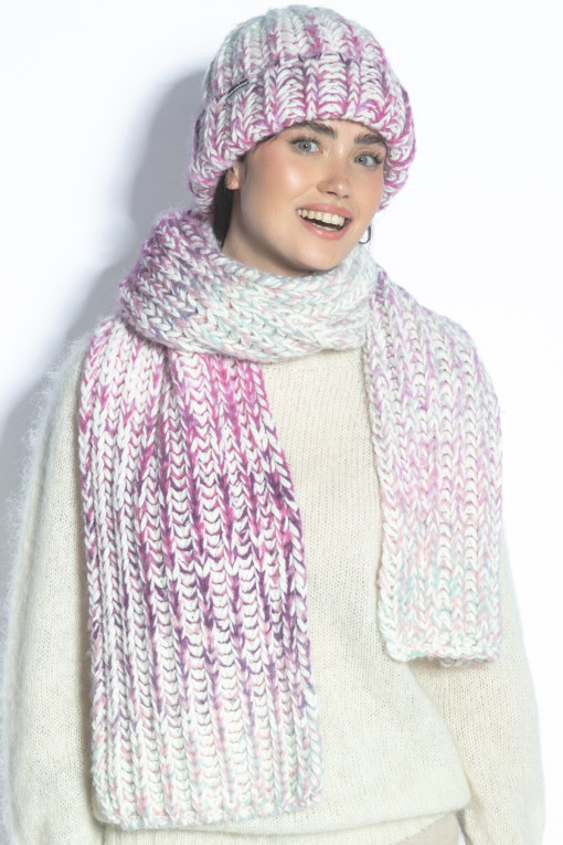 WOOL HAT AND SCARF SET WITH A CHUNKY KNIT F1768