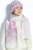 WOOL HAT AND SCARF SET WITH A CHUNKY KNIT F1768 color Pink