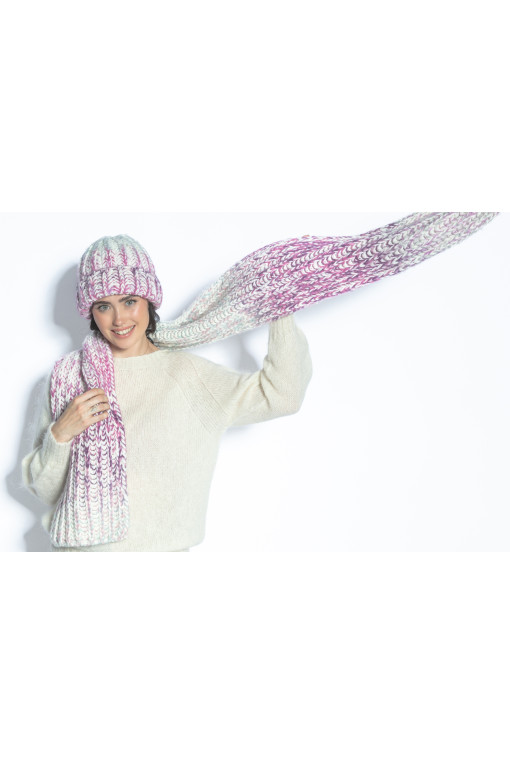 WOOL HAT AND SCARF SET WITH A CHUNKY KNIT F1768