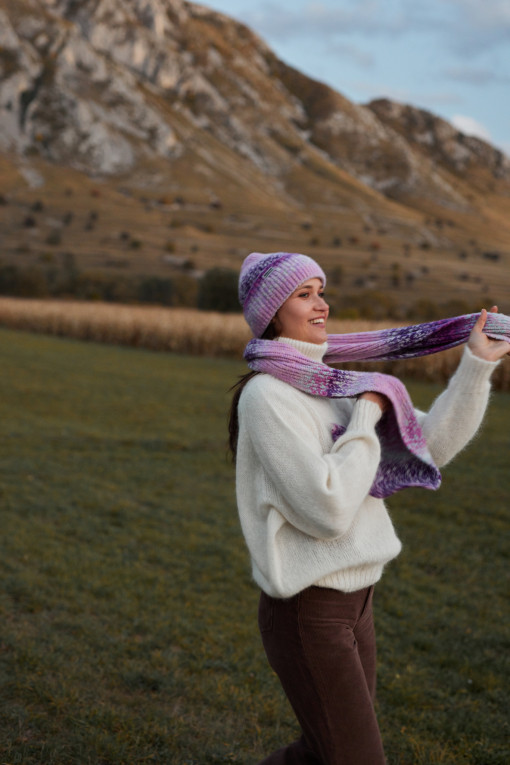 COLORFUL ALPACA WOOL HAT AND SCARF SET F1758