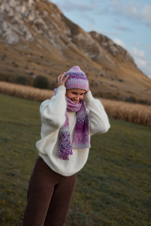 COLORFUL ALPACA WOOL HAT AND SCARF SET F1758