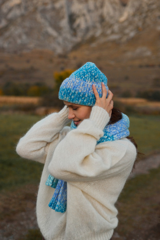 COLORFUL ALPACA WOOL HAT AND SCARF SET F1759